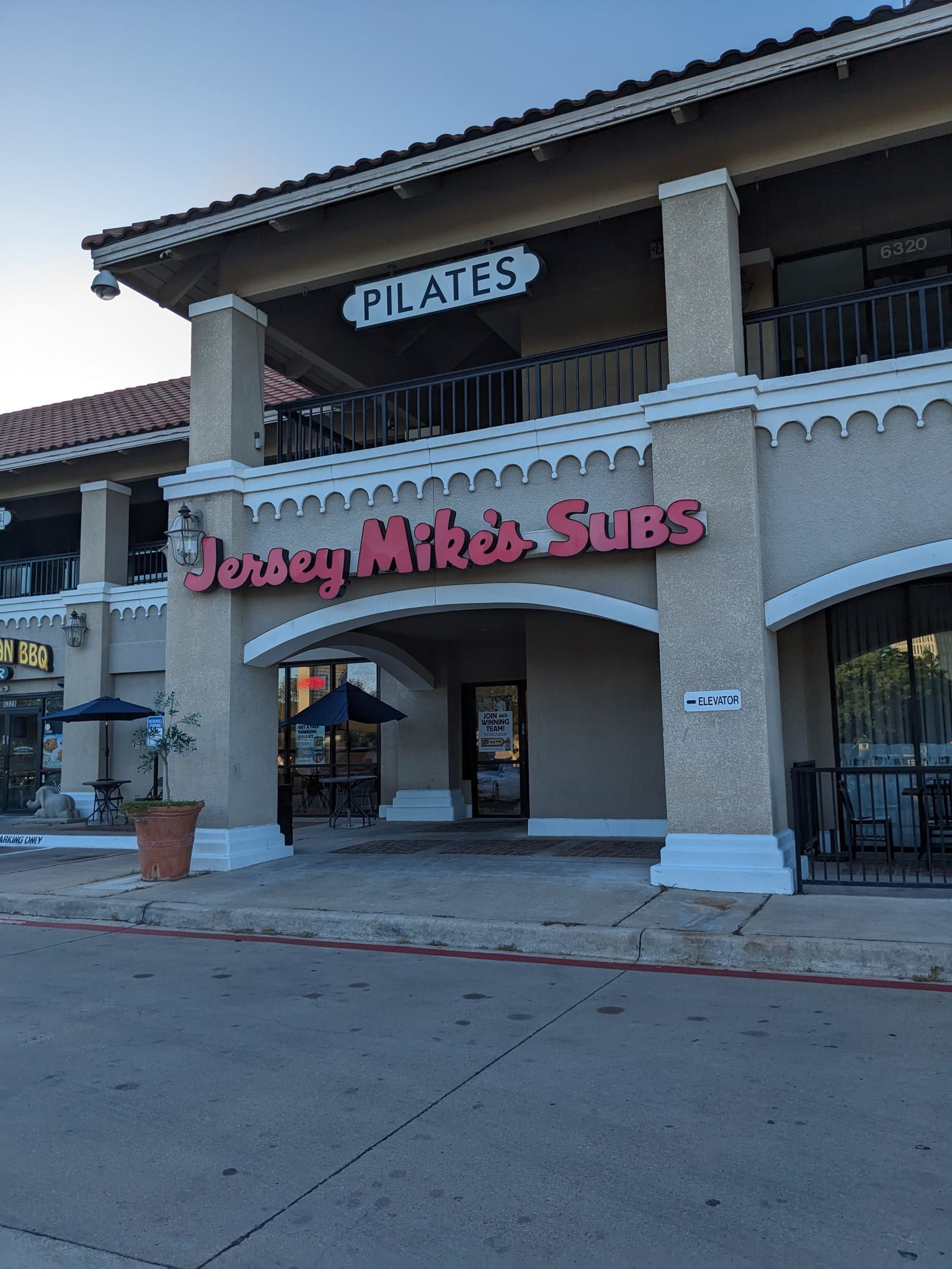 Jersey Mike's storefront exterior with signage at a strip-mall location