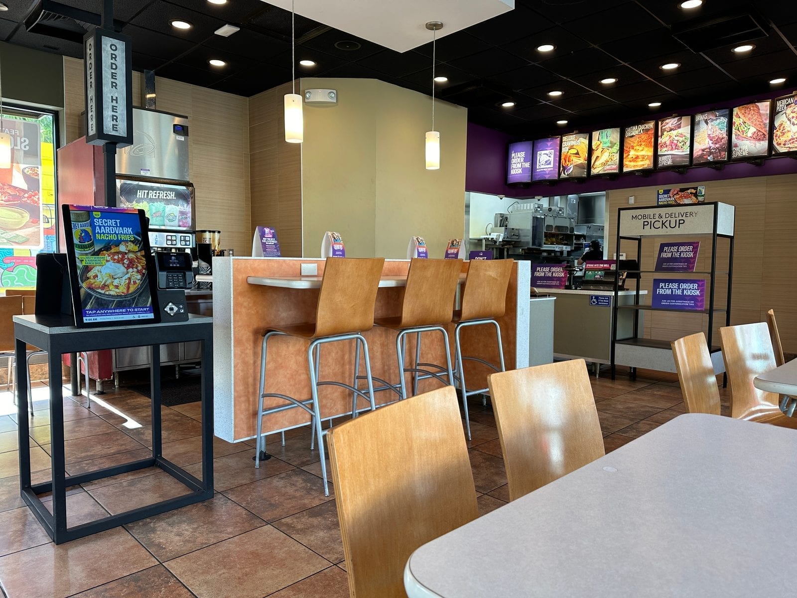 Taco Bell restaurant interior and front ordering counter